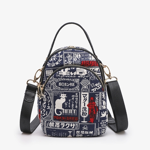 Túi đeo hoạ tiết Nhật xinh xắn vải bố in hình