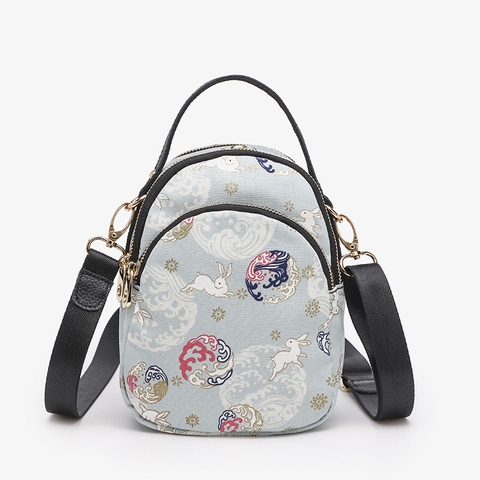 Túi đeo hoạ tiết Nhật xinh xắn vải bố in hình