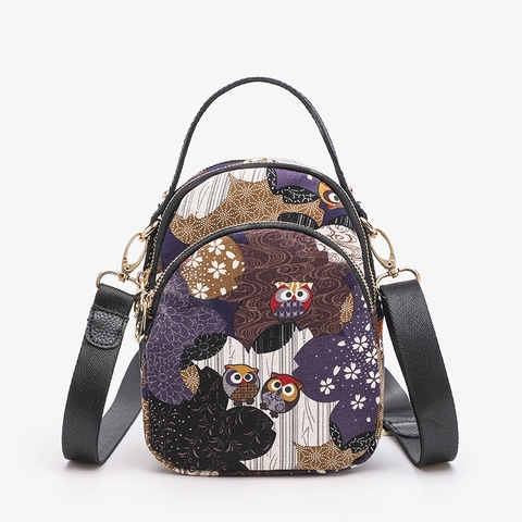 Túi đeo hoạ tiết Nhật xinh xắn vải bố in hình