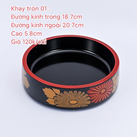Khay tròn nhựa phong cách Nhật 20.7cm