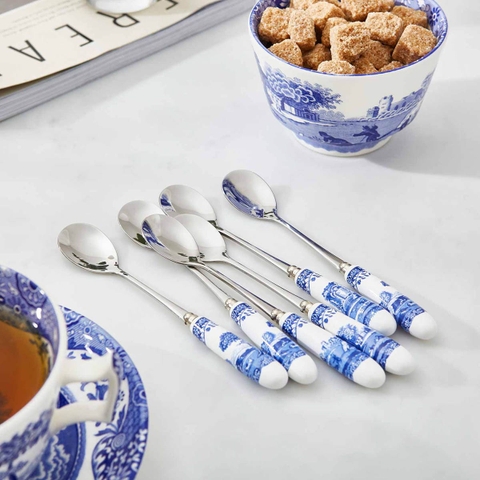 PM SPODE Blue Italian Set 6 thìa trà thương hiệu Portmeirion Vương Quốc Anh  BLI1101-X