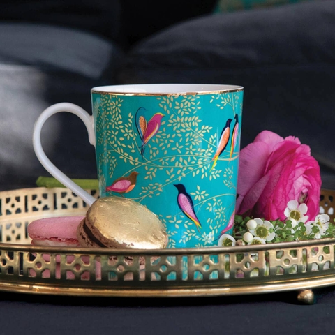 PM Sara Miller Chelsea Cốc cao màu xanh mạ vàng 22ct thương hiệu Portmerion Anh Quốc  SMCG78914-XG