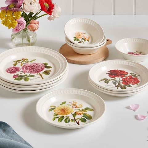PM Botanic Roses Set 12 món bàn ăn họa tiết hoa hồng quyến rũ sản xuất tại Vương quốc Anh BR81699M