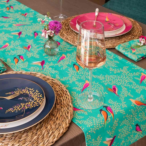PM Sara Miller Chelsea Table Runner xanh 250*35cm 100% cotton, thiết kế sống động nhập khẩu từ Anh Quốc  SMCG9108-XW