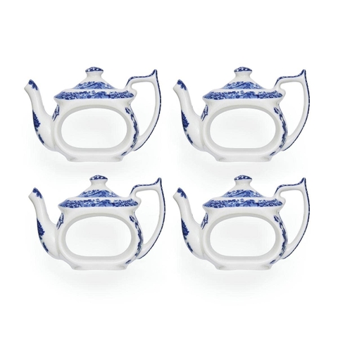 PM Blue Italian Vòng khăn Teapot Napkin Ring chất liệu sứ cao cấp mang màu xanh cổ điển được thiết kế tại Vương quốc Anh BLI9172-XDD