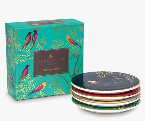 PM Sara Miller Set 4 đĩa lót cốc vàng 22 carat lấp lánh thương hiệu Portmeirion Anh Quốc  SMC79409-XG