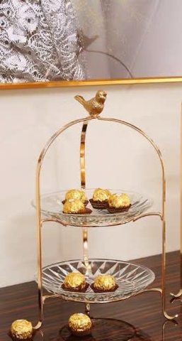 GOLDEN BIRD Đĩa 2 tầng kích thước 24x39cm 5715