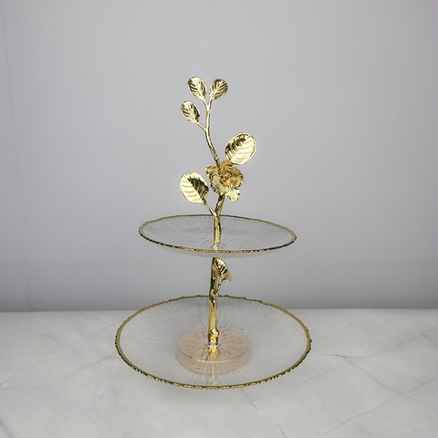 GOLD ROSE Đĩa 2 tầng kích thước 21x27cm 5716