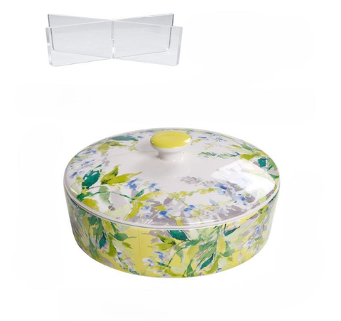 GARDEN Hũ đựng mứt họa tiết hoa may có ngăn 9 inch 2355H