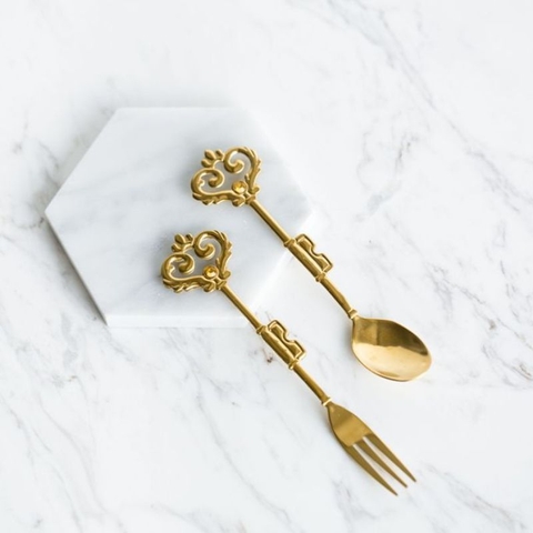 CROWN Set thìa dĩa vương miện vàng 6185V