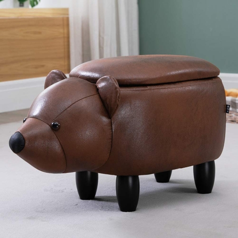 BEAR Ghế hình gấu màu nâu đậm có nắp 6865NĐ