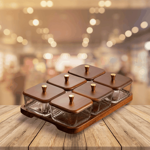 MINIMALISM Bộ 6 hũ hình vuông đựng mứt bánh kẹo hạt snack phòng khách 6758M