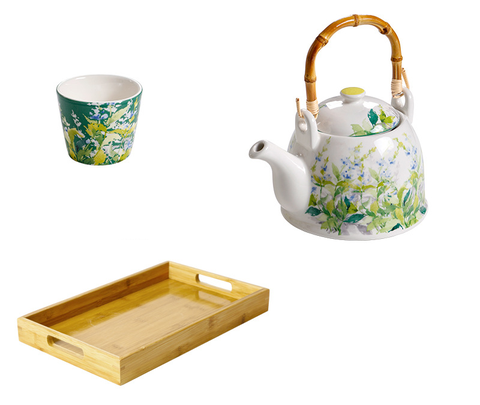 GARDEN Bộ ấm trà họa tiết hoa may 2355BT