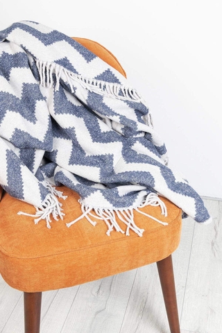 SB Chăn Sofa cao cấp ZIGGY 127X178CM NAVY/ GREY 3CT1284A