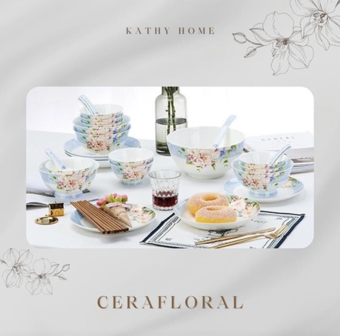 CERAFLORAL Bộ bát 36 món hoa xanh 5540