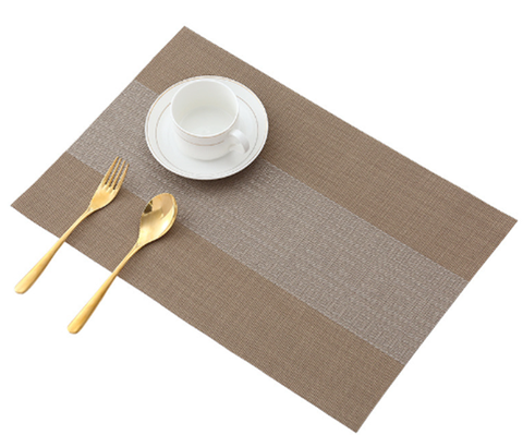 STRIPE Khăn lót bàn ăn màu be sọc ghi cỡ 30*45 nhựa PVC cao cấp 2286BG