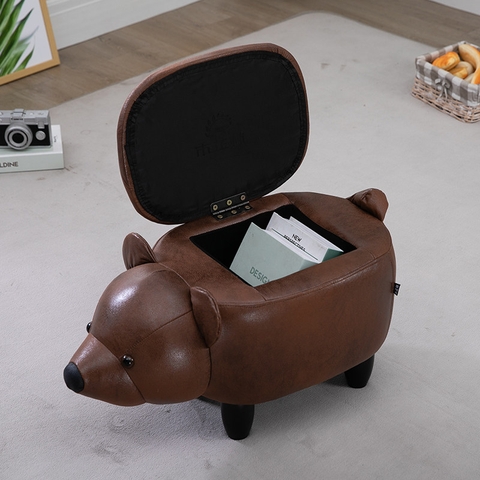 BEAR Ghế hình gấu màu nâu đậm có nắp 6865NĐ