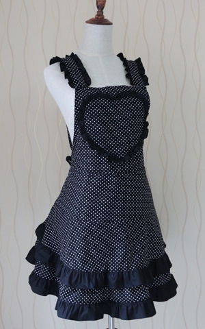 KATHY Tạp dề đen chấm bi 7085Đ