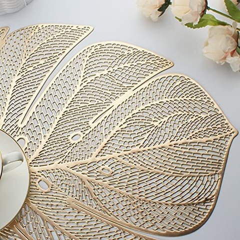 SPECIAL Tấm lót bàn ăn hình chiếc lá kích thước 35x45cm màu vàng 7247V
