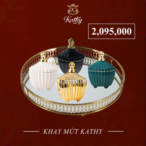 [SET QUÀ TẾT] Khay Mứt Tết với 4 hũ mứt gốm sứ, thủy tinh sang trọng - Hàng Chính Hãng thiết kế Anh Quốc