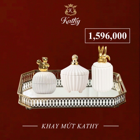 [SET QUÀ TẾT] Khay Mứt Tết hình lục giác với 3 hũ mứt tráng gốm sứ sang trọng - Hàng Chính Hãng thiết kế Anh Quốc