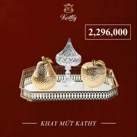 [SET QUÀ TẾT] Khay Mứt Tết luc giác 3 hũ mứt thủy tinh vàng sang trọng - Hàng Chính Hãng thiết kế Anh Quốc