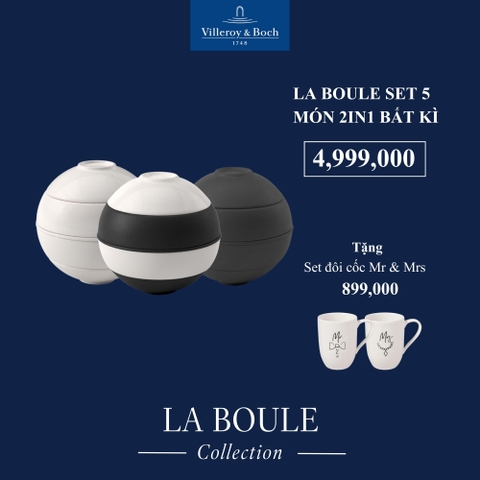 [SET QUÀ TẾT] VB ICONIC LA BOULE Bộ Bàn Ăn 5 Món Sứ 2 in 1 -Red Dot Design Award Chính Hãng Nhập Khẩu Đức