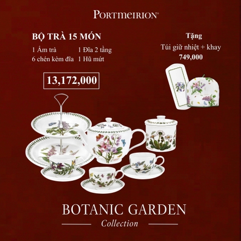 [SET QUÀ TẾT] PM BOTANIC GARDEN Bộ Ấm Chén Bàn Trà Sứ Cao Cấp - Hàng Chính Hãng Nhập Khẩu Tại Anh Quốc