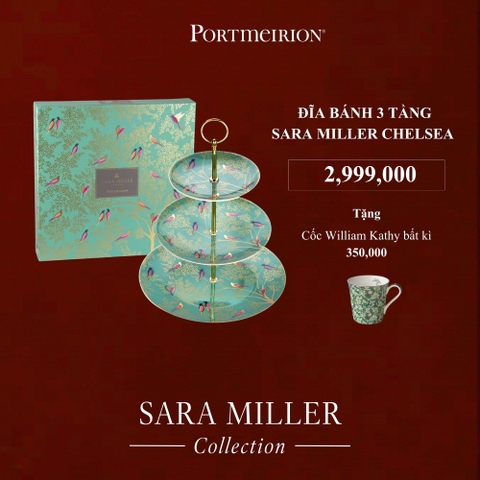 [SET QUÀ TẾT] PM SARA MILLER CHELSEA Đĩa 3 Tầng Sứ Cao Cấp Mạ Vàng 22 Carat - Hàng Chính Hãng Nhập Khẩu Tại Anh Quốc