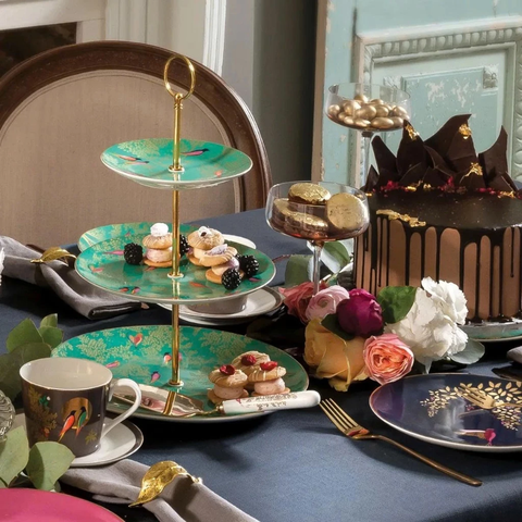 [SET QUÀ TẾT] PM SARA MILLER CHELSEA Đĩa 3 Tầng Sứ Cao Cấp Mạ Vàng 22 Carat - Hàng Chính Hãng Nhập Khẩu Tại Anh Quốc