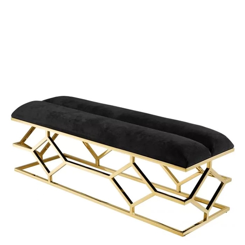 EICHHOLTZ Băng ghế Bench Trellis gold finish black velvet
