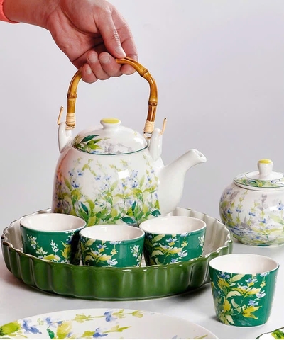 [SET QUÀ TẶNG] GARDEN Bộ Ấm Trà, Bình Hoa, Hũ Mứt Hoạ Tiết Hoa May - Hàng Chính Hãng Thiết Kế Từ Anh Quốc