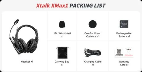 Synco Xtalk XMax Tai nghe liên lạc nhóm, Thiết kế hai tai, Chip khử ồn AI, Phạm vi truyền 500m