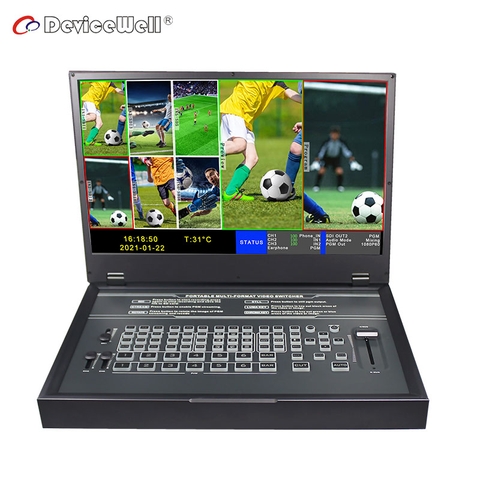 DeviceWell HDS9336 Bộ Chuyển Đổi Video Di Động 6 Kênh 15.6 "Màn Hình LCD HD SDI