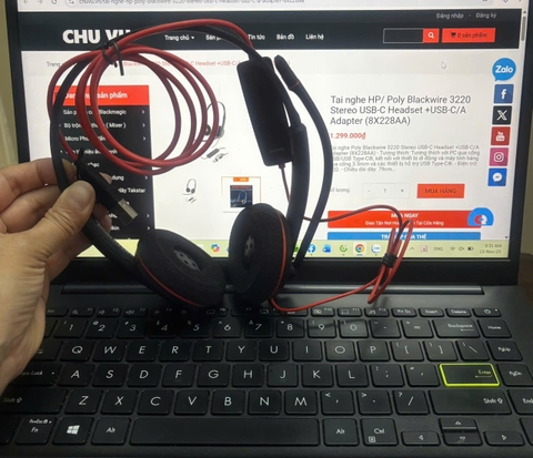 Tai nghe HP/ Poly Blackwire 3220 Stereo USB-C Headset +USB-C/A Adapter (8X228AA)
