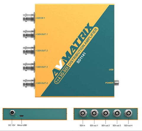 3G-SDI 1×4 Reclocking  Distribution Amplifer