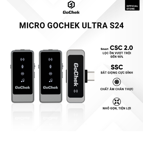 Micro thu âm không dây GoChek Ultra S24 - Bộ 02 mic không hộp sạc