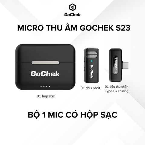 Micro thu âm không dây GoChek S23 - Bộ 01 mic có hộp sạc