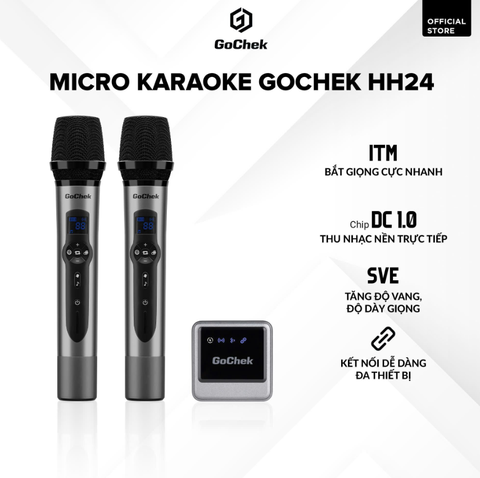 Micro hát đa năng GoChek HH24 - Bộ 02 (2 micro, 1 đầu thu)