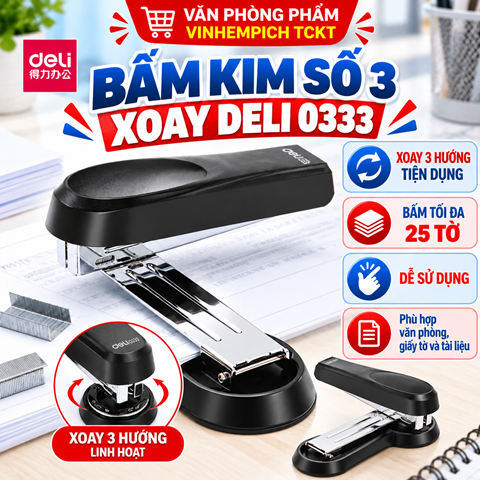 Bấm kim số 3 xoay Deli 0333
