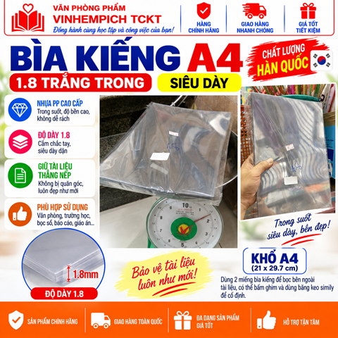 BÌA KIẾNG A4 1,8MM (ĐÀI LOAN)