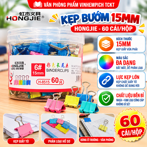 Kẹp bướm 15mm Hongjie 60 cái/hộp