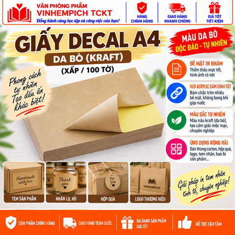 GIẤY DECAL A4 DA BÒ