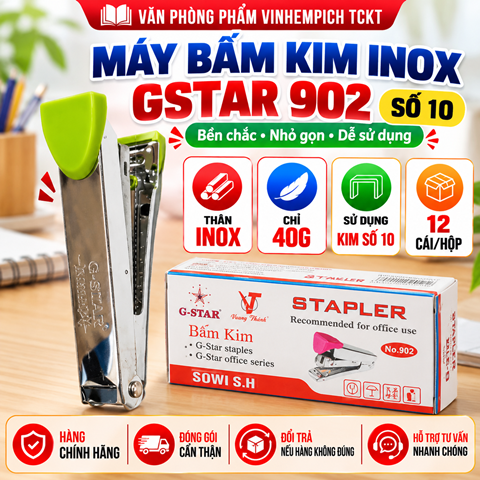 Bấm kim số 10 inox G-Star 902