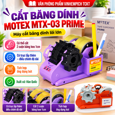 Cắt keo để bàn có cắm bút Motex MTX-03 Prime tape cutter dispenser