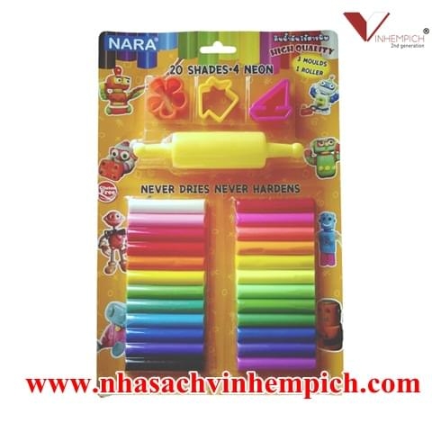 Đất nặn 24 màu KIddy Clay + 3 khuôn + cây lăn ST-300-24+3SM/R