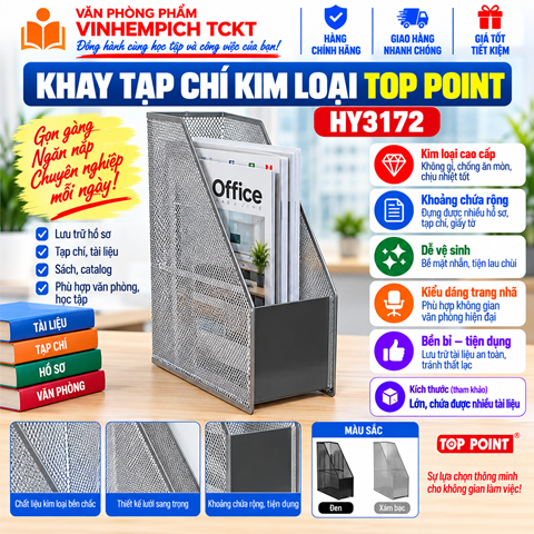 Khay Tạp Chí Kim Loại Top Point HY3172