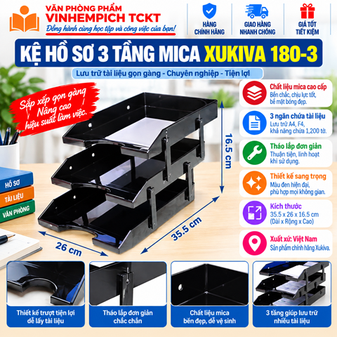 KỆ 3 TẦNG TRƯỢT MICA XUKIVA 180.3
