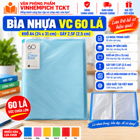BÌA NHỰA 60 LÁ VC