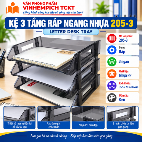 Kệ MICA 3 tầng A4 ngang Xukiva 205-3